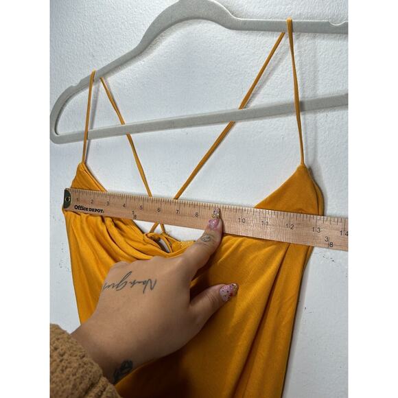 BCBGMAXAZRIA Orange Simone Flame Drape Open Criss Cross Tie Back Summer Top XS - Picture 9 of 11